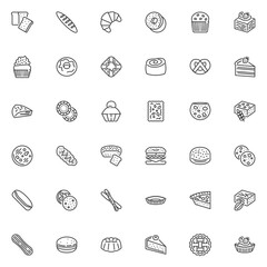 Canvas Print - Bakery and pastry line icons set