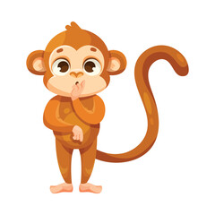 Wall Mural - Cute Playful Monkey Character with Long Tail Stand Vector Illustration