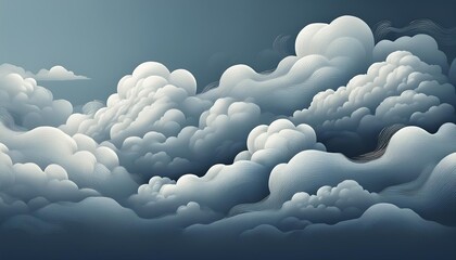 Poster - soft billowing clouds on grey background dreamlike aigenerated artwork