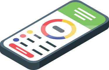Poster - Smartphone is displaying a financial app with charts and graphs, visualizing data analysis for business and investment