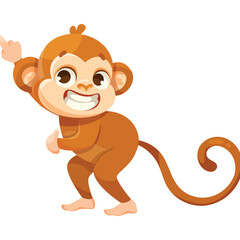 Poster - Cute Playful Monkey Character with Long Tail Smile Vector Illustration