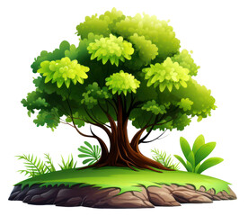 Poster - PNG  Lush island tree illustration nature