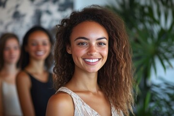 Female entrepreneurs smiling at the camera, Generative AI