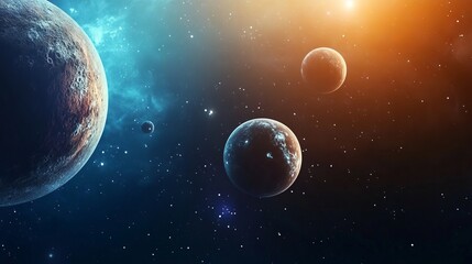 Wall Mural - Cosmic Exploration: Distant Planets in Space