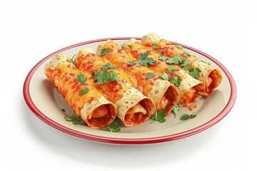 Sticker - Enchiladas on a plate in the white background