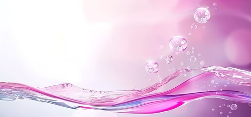 Abstract pink and white water background with bubbles. Perfect for beauty, cosmetics, or spa themes.