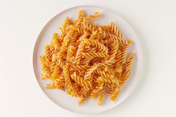 Poster - Fusilli spaghetti on plate in the white background