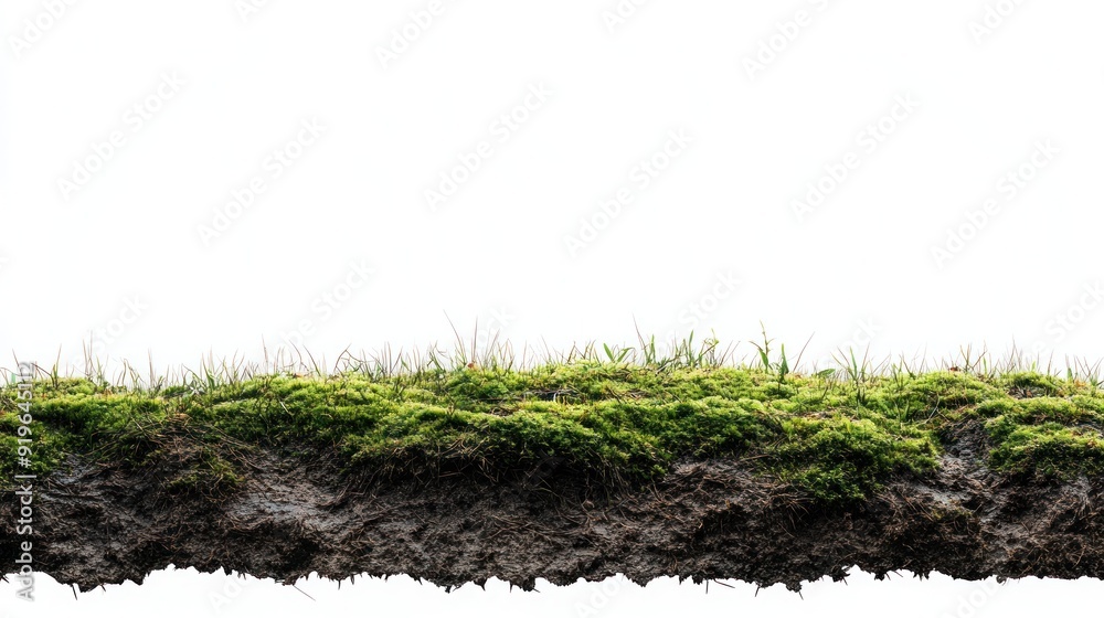 Cross-section of soil with grass on top, showing layers of earth and ...