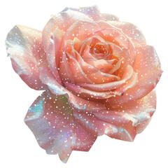 Wall Mural - PNG  Iridescent rose with sparkling petals