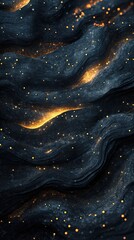 Wall Mural - abstract black waves with lots of golden sparkles for an elegant and luxurious background