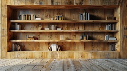 Poster - Wooden Bookshelf with Books