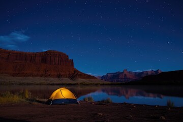 Wall Mural - utah stars. camping under the starry night sky at reflection canyon, usa