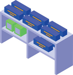 Poster - Data center server room isometric icon with network server equipment for web design isolated on white background