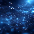 © imran_ - Technology network background. Abstract connected dots and lines on blue background