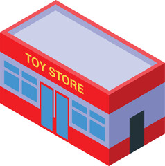 Poster - Toy store building facade icon representing a place where children can buy games and entertainment