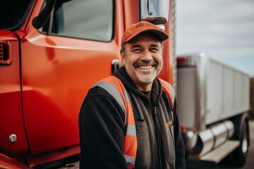 Wall Mural - Portrait of a middle aged male truck driver