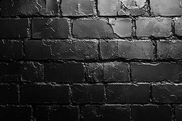 Black brick wall background, black and white brick texture wallpaper for design template. Black grunge old brick pattern