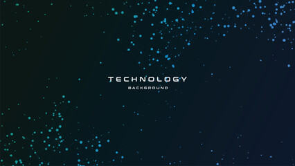 Poster - Abstract futuristic - Molecules technology with polygonal shapes on dark blue background.