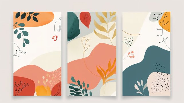 Vector collection of contemporary, simple, abstract creative backdrops with text copy space - social media story design templates, Generative AI.