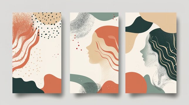 Vector collection of contemporary, simple, abstract creative backdrops with text copy space - social media story design templates, Generative AI.
