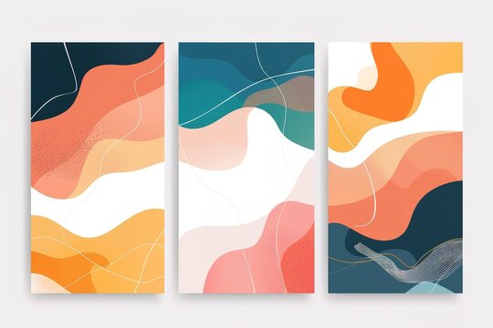 Vector collection of contemporary, simple, abstract creative backdrops with text copy space - social media story design templates, Generative AI.