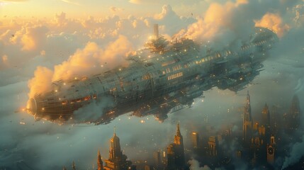 Sticker - Airship Soaring Through the Clouds