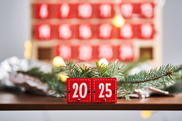 Wall Mural - two boxes from an advent calendar that make up the number 2025.