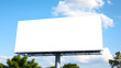 © Tark - Blank billboard mockup on blue sky background for new advertisement. Generative AI