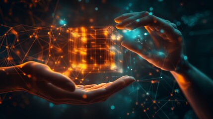 Poster - Exploring the interplay of technology and human connection through digital creativity in a futuristic setting