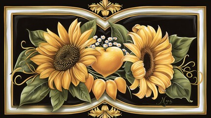 Poster - A card with three sunflowers