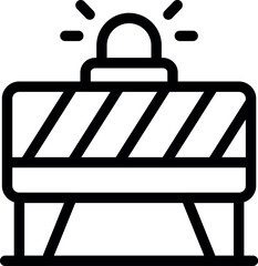 Poster - Simple black and white vector icon of a barrier with flashing siren signaling danger and restricted area