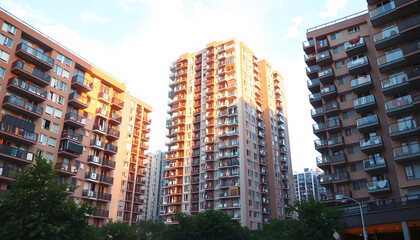 Wall Mural - A low rise modern apartment buildings architecture city day isolated with white highlights, png