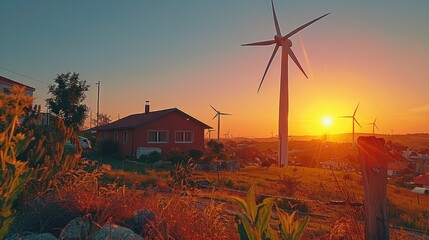 Sticker - Sunset Over Wind Turbines