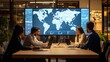 © Jang - Logistics team meeting in a conference room with maps and statistical graphs