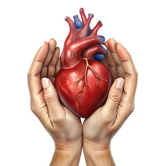 Hands holding human heart world organ donation day 2024 transparent isolated background full hd 4k photo image picture png download