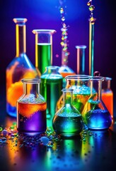 vivid color transformations chemical processes showcasing bright hues dynamic changes laboratory exp