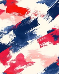 Poster - Modern Artistic Style with Red, White, and Blue Brushstrokes
