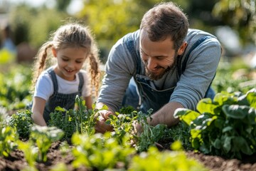 Family working on allotment together, Generative AI