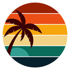 Sticker - tropical island with palm trees vector illustration