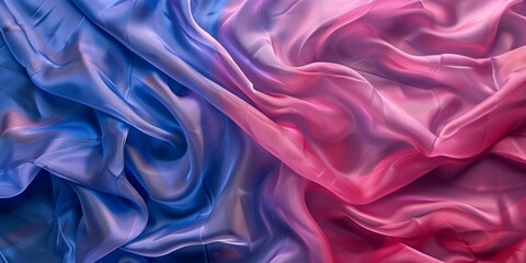 Poster - Pink and Blue Cloth with Wrinkles and Folds. Multicolored Wavy Surface Background