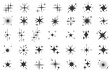 © Chorna_L - Star icons. Vector bling and sparkle shapes. Retro Y2K graphic design elements set. Vintage twinkle starburst. Abstract simple 70s black Christmas symbols