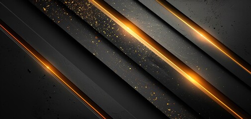 Abstract black and gold background with diagonal lines and glowing light.