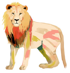 Canvas Print - PNG Lion mammal animal white background.