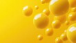 © Tunsale - Yellow background, floating yellow shiny balls. Shiny banner, 3D scene effect, modern macro photorealistic abstract background. The generation of AI