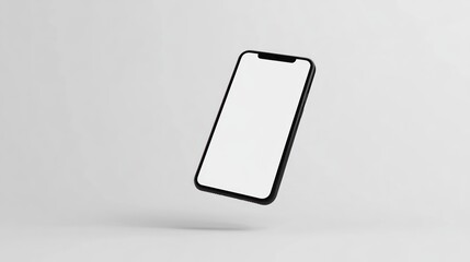Aufkleber - Black Smartphone with Blank Screen Floating in White Space