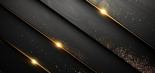 Abstract black and gold background with glitter.