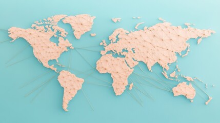 Wall Mural - A detailed world map with highlighted trade routes and major shipping lanes, showcasing global connectivity.