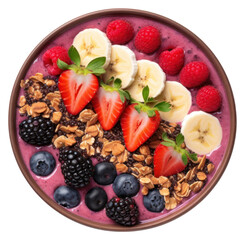 Wall Mural - PNG  Acai bowl blueberry raspberry granola.