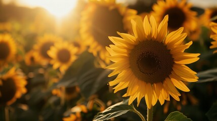 Wall Mural - Sunflowers in full bloom