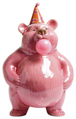 Poster - PNG Pink bear party balloon